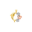 14K Tricolor Gold Dolphin with Hawaiian Flowers Pendant
