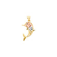 14K Tricolor Gold Dolphin with Hawaiian Flower Pendant