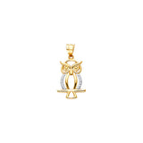 14K Yellow Gold Owl Pendant