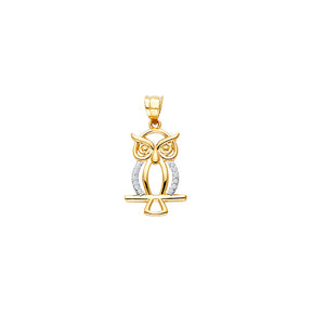 14K Yellow Gold Owl Pendant