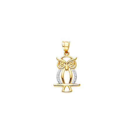 14K Yellow Gold Owl Pendant