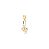14K Two-Tone Gold Diamond-Cut Treble Clef Pendant