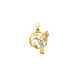 14K Yellow Gold Hummingbird with Flower Pendant