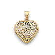 14K Yellow Gold Filigree Heart Locket Pendant