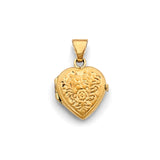 14K Yellow Gold Rose Heart Locket Pendant