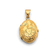 14K Yellow Gold Oval Floral Locket Pendant