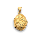 14K Yellow Gold Oval Floral Locket Pendant