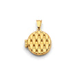 14K Yellow Gold Basketweave Round Locket Pendant
