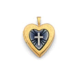 14K Yellow Gold Heart Locket Pendant with Cross Pendant