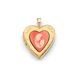 14K Yellow Gold Mother & Baby Enamel Heart Locket Pendant