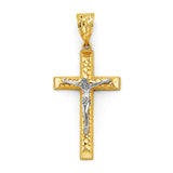14K Two-Tone Gold Crucifix Cross Pendant
