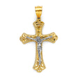 14K Two-Tone Gold Crucifix Cross Pendant