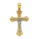 14K Two-Tone Gold Crucifix Cross Pendant