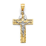 14K Two-Tone Gold Crucifix Cross Pendant