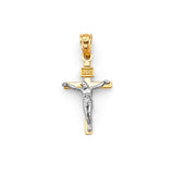 14K Two-Tone Gold Crucifix Cross Pendant