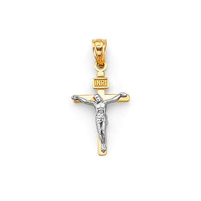 14K Two-Tone Gold Crucifix Cross Pendant