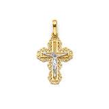 14K Two-Tone Gold Crucifix Cross Pendant