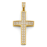 14K Yellow Gold CZ Cross Pendant