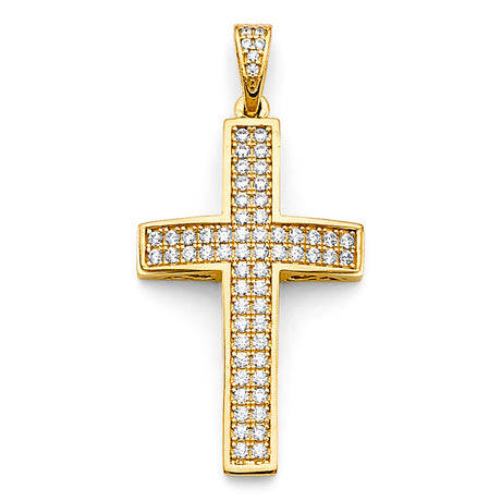 14K Yellow Gold CZ Cross Pendant