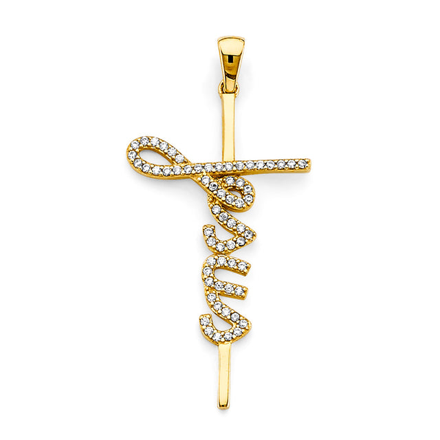 14K Yellow Gold Jesus Cross Pendant
