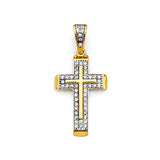 14K Two-Tone Gold CZ Cross Pendant