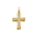 14K Yellow Gold CZ Cross Pendant
