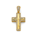 14K Yellow Gold CZ Cross Pendant