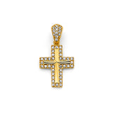 14K Yellow Gold CZ Cross Pendant