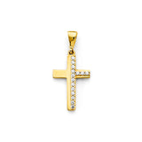 14K Yellow Gold CZ Cross Pendant