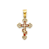 14K Yellow Gold Enamel Cross Pendant