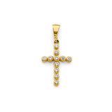 14K Yellow Gold CZ Cross Pendant