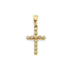 14K Yellow Gold CZ Cross Pendant