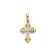 14K Two-Tone Gold CZ Cross Pendant