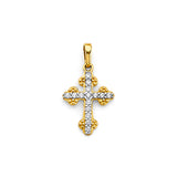 14K Two-Tone Gold CZ Cross Pendant