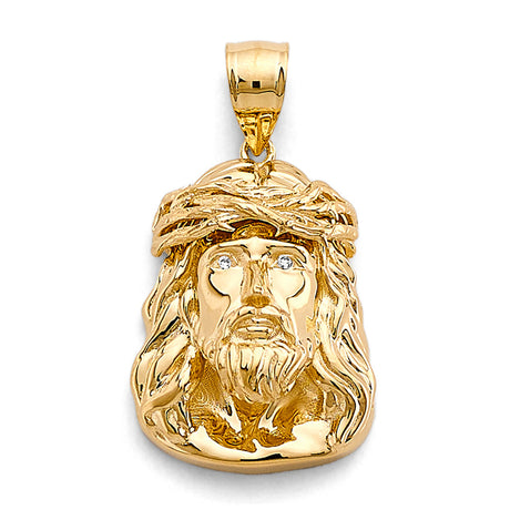 14K Yellow Gold Jesus Christ Head Pendant