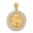 14K Yellow Gold Round Jesus Face Pendant