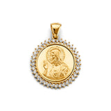 14K Yellow Gold Round Jesus Christ Pendant
