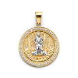 14K Two-Tone Gold Round San Lazaro Pendant