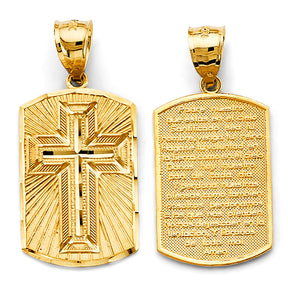 14K Yellow Gold Lord'S Prayer In Spanish Pendant