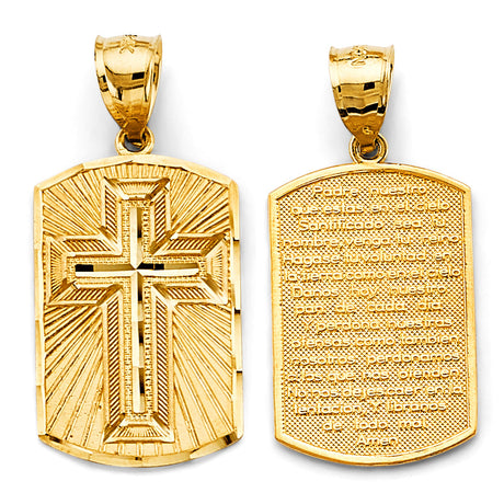 14K Yellow Gold Lord'S Prayer In Spanish Pendant