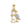 14K Two-Tone Gold CZ Angel Pendant