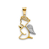 14K Two-Tone Gold CZ Angel Pendant