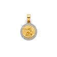 14K Two-Tone Gold Round Angel Pendant