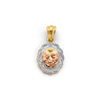 14K Tricolor Gold Oval Baptism Pendant