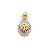 14K Tricolor Gold Oval Baptism Pendant