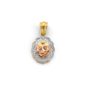 14K Tricolor Gold Oval Baptism Pendant