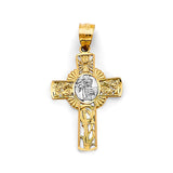 14K Two-Tone Gold First Communion Cross Pendant