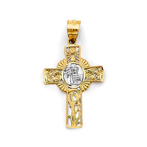 14K Two-Tone Gold First Communion Cross Pendant