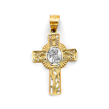 14K Two-Tone Gold First Communion Cross Pendant
