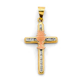 14K Two-Tone Gold CZ First Communion Pendant